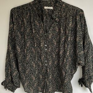 DOEN Rose Top in Green Prairie Paisley Print sz S Floral